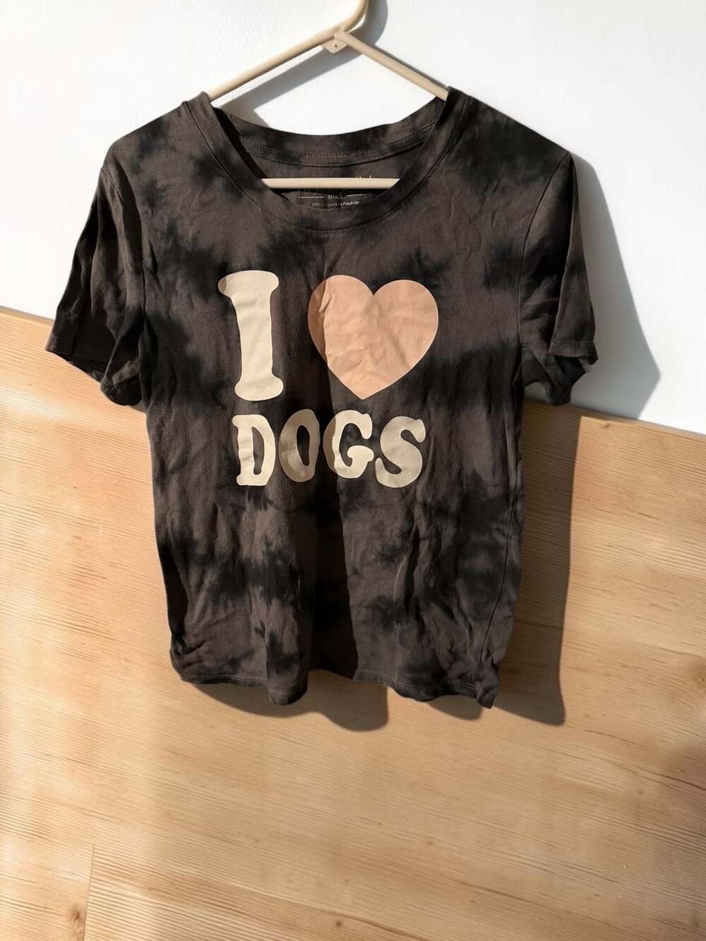 Fifth Sun I Love Dogs Graphic T-Shirt Size Small Black Tie Dye